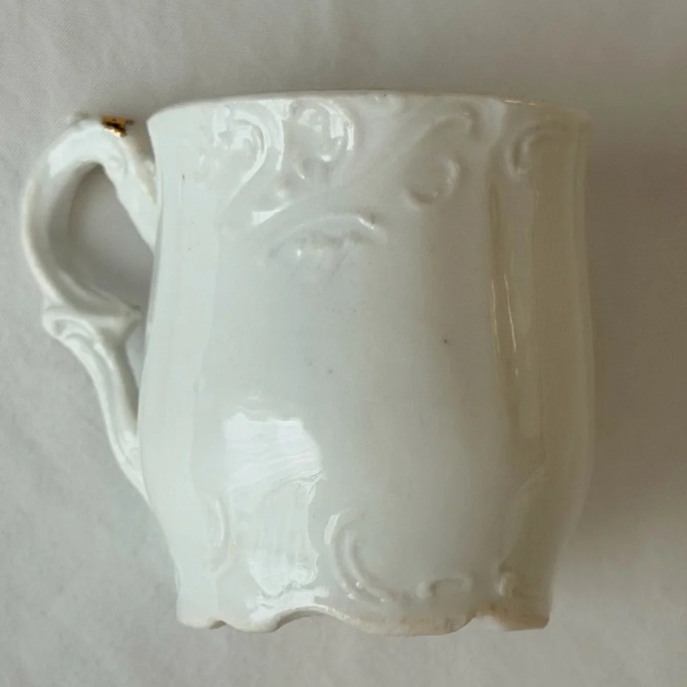 Antique Porcelain Mini Floral White & Gold Victorian Demitasse Retro Display Cup